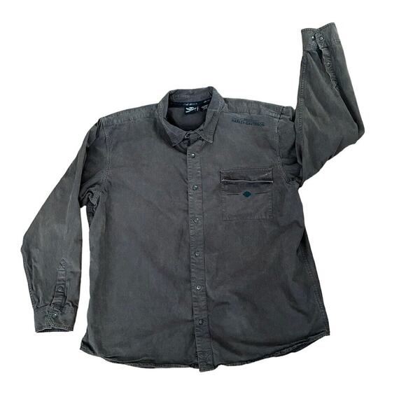 Vintage Harley Davidson Button Up Embroidered Patch 3XL - Picture 2 of 4